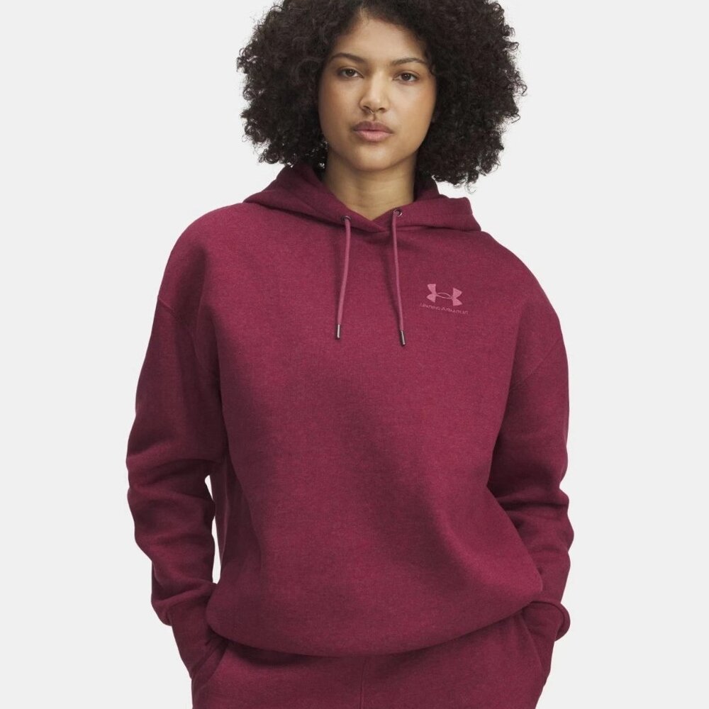 Under Armour Women’s Small Fuchsia Dusk UA Icon Fleece Oversized Hoodie NEW
